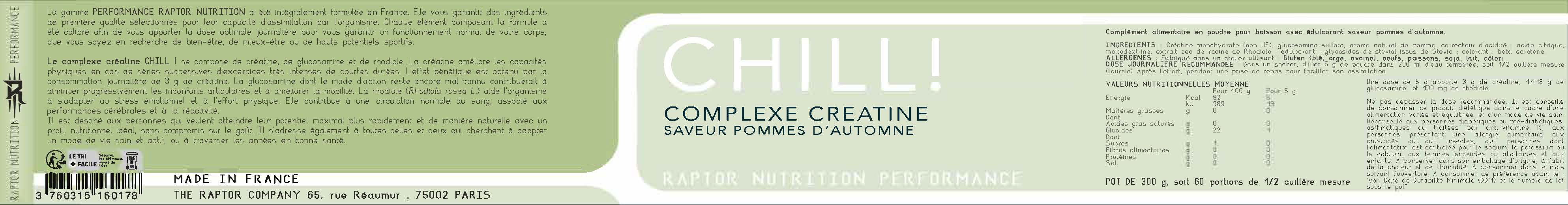 CHILL ! - Complexe Créatine, Rhodiole et Glucosamine - Image 5